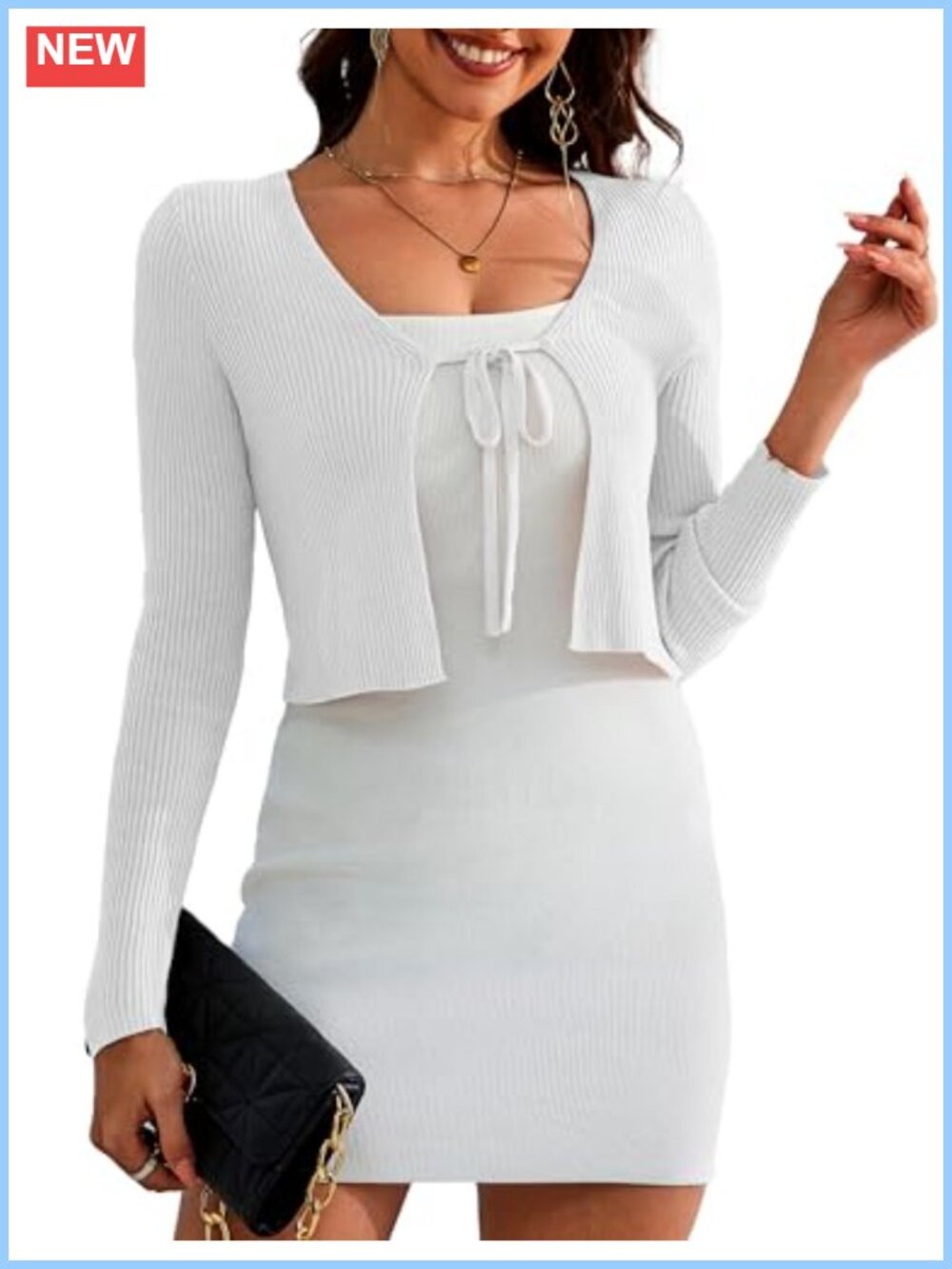 Women's Tie Front Cropped Cardigan Shrug Open Front Knit